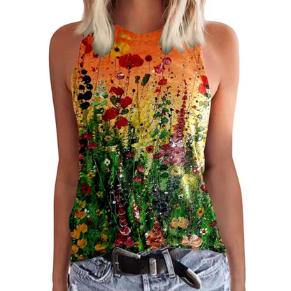 Top de Verano Florido sin Mangas - Vestiria
