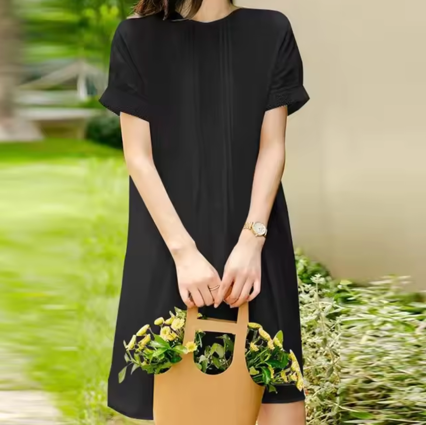 Vestido Mujer Clásico con Escote Suave