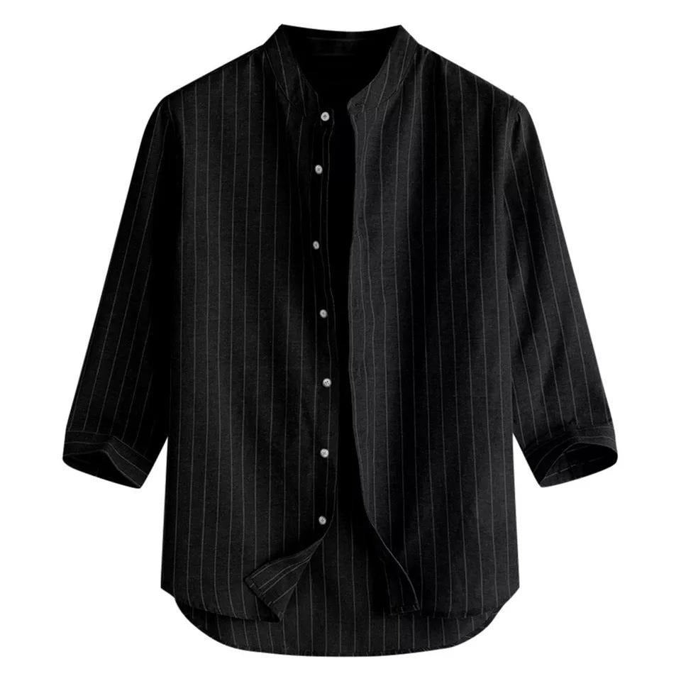 Camisa Lino Clásica Estampado Rayas