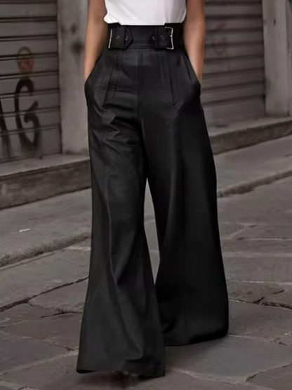 Pantalón Cuero Falso Mujer Alto Cintura
