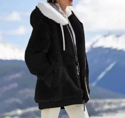 Chaqueta polar suave con capucha y forro de cachemir