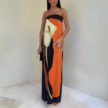Vestido Largo Estampado Elegante Mujer