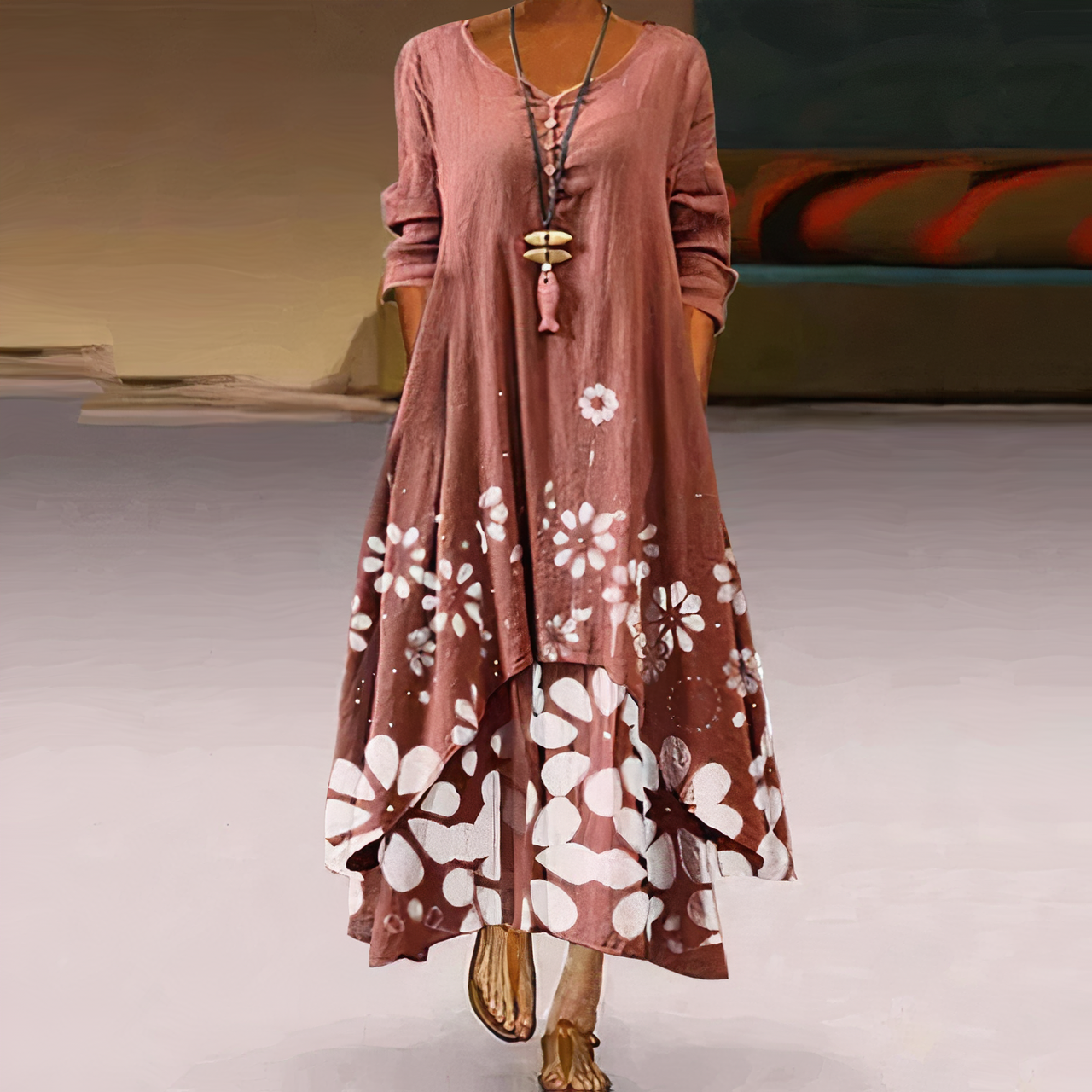 Vestido Mujer Algodón Estilo Chic