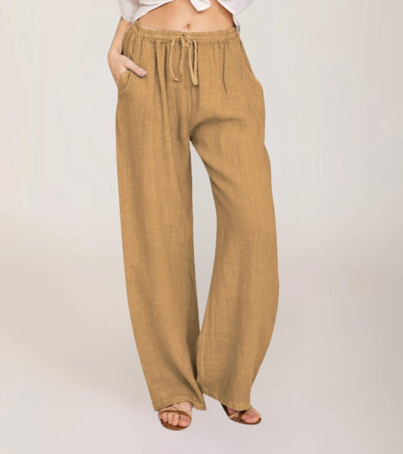 Pantalones Mujer Cintura Alta y Rectos Ligeros