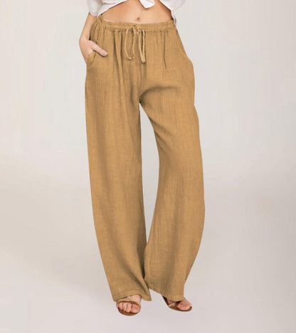 Pantalones Mujer Cintura Alta y Rectos Ligeros