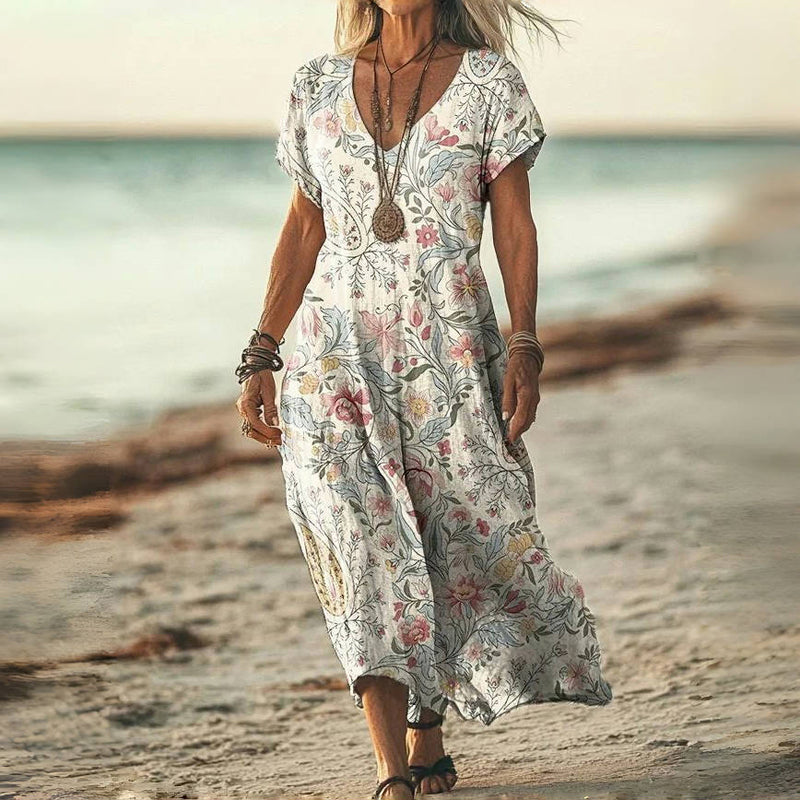 Vestido Largo Floral Elegante Verano - Vestiria