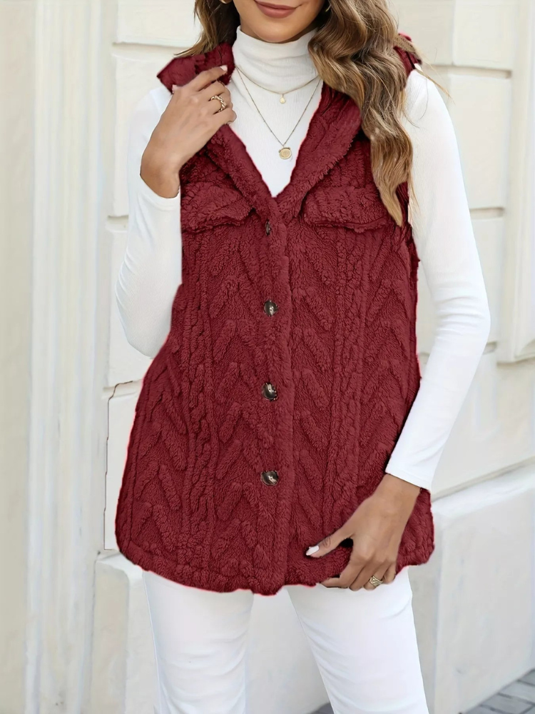 Chaleco Capucha Estilo Clásico Abotonado - Vestiria