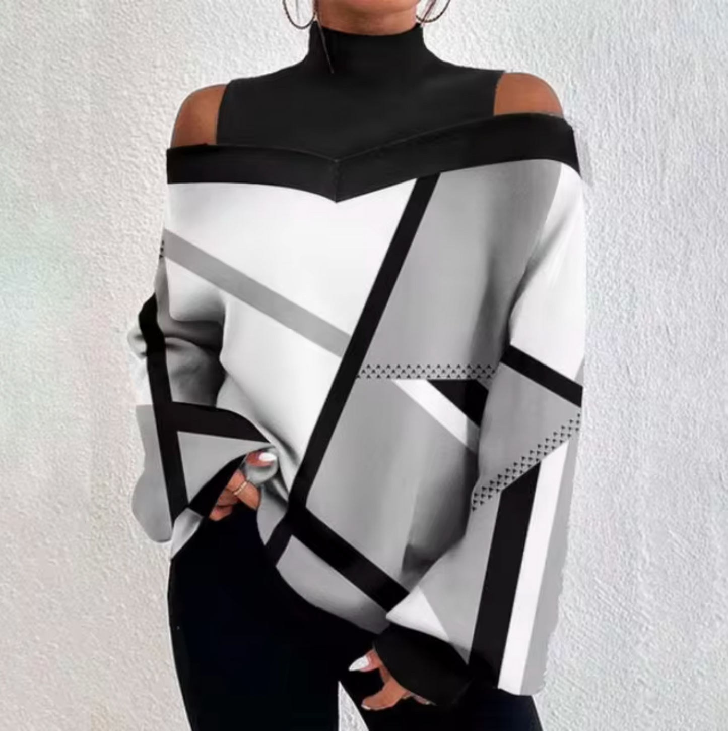 Blusa Mujer Off-Shoulder Cuello Alto Elegante