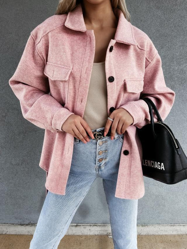 Chaquetón Mujer Cuello Vuelto Elegante