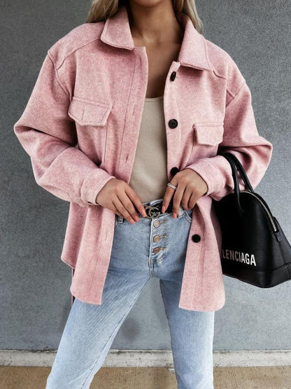 Chaquetón Mujer Cuello Vuelto Elegante