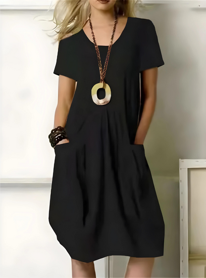 Vestido Elegante Mujer con Bolsas Laterales