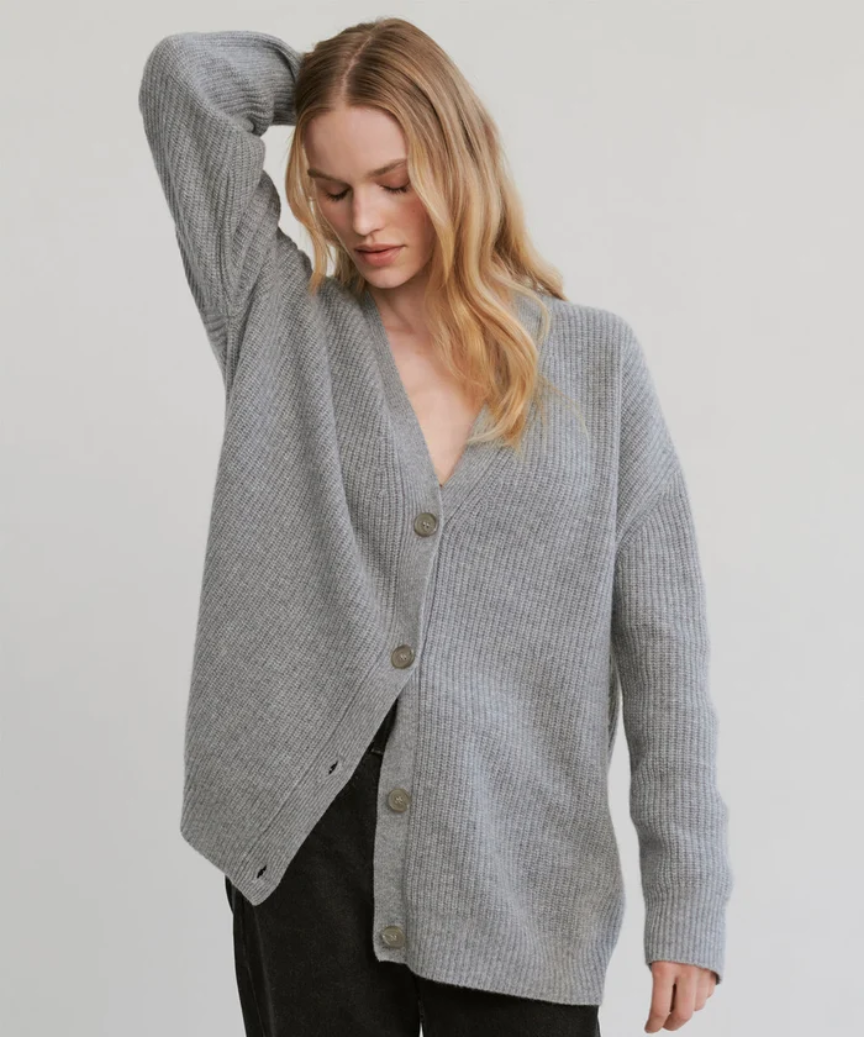 Chaqueta de punto suave cuello alto mujer