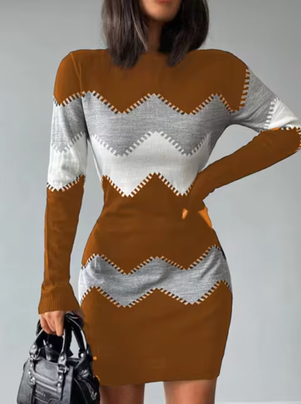 Vestido de punto cálido con mangas largas mujer