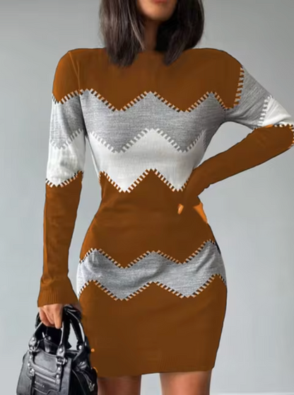 Vestido de punto cálido con mangas largas mujer