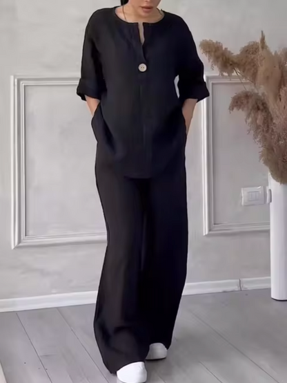 Traje Lino Algodón Elegante Mujer