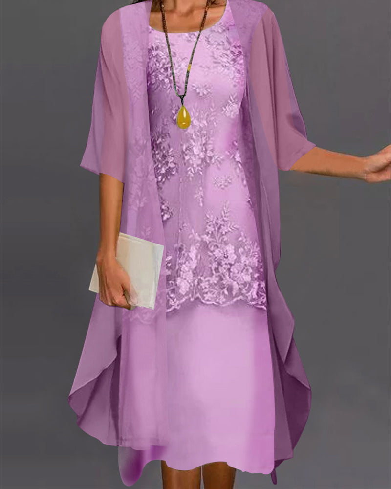Vestido de fiesta con encaje y tul para invitadas