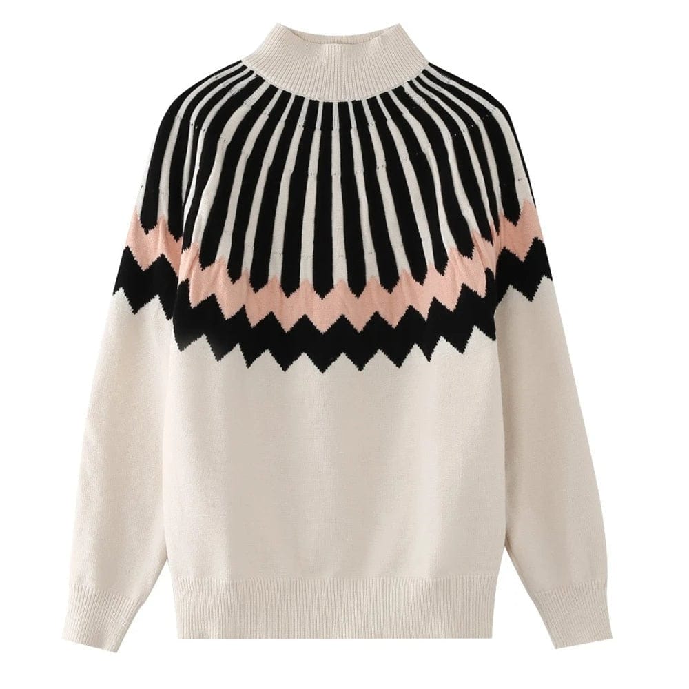 Sudadera geométrica cuello alto moda