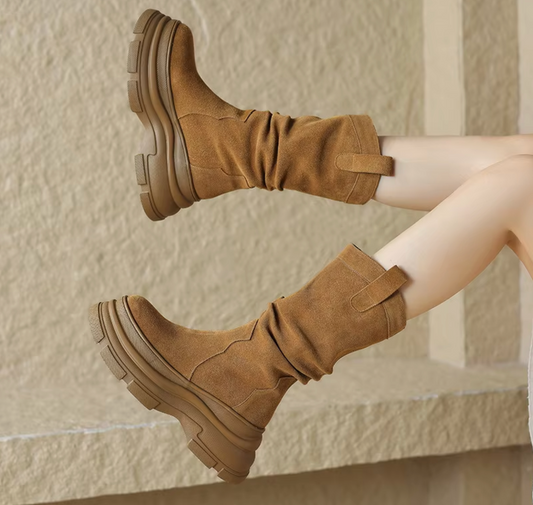 Botas Piel Gruesa Altas Mujer - Vestiria