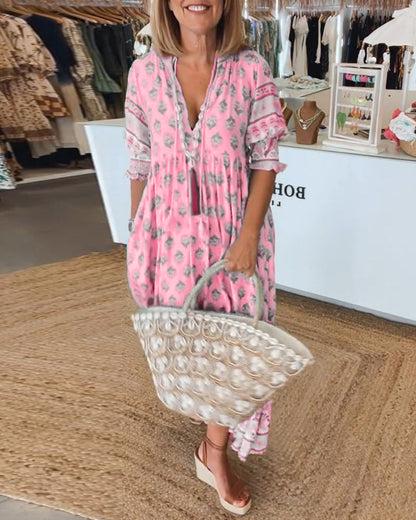 Vestido Boho Elegante con Escote Profundo