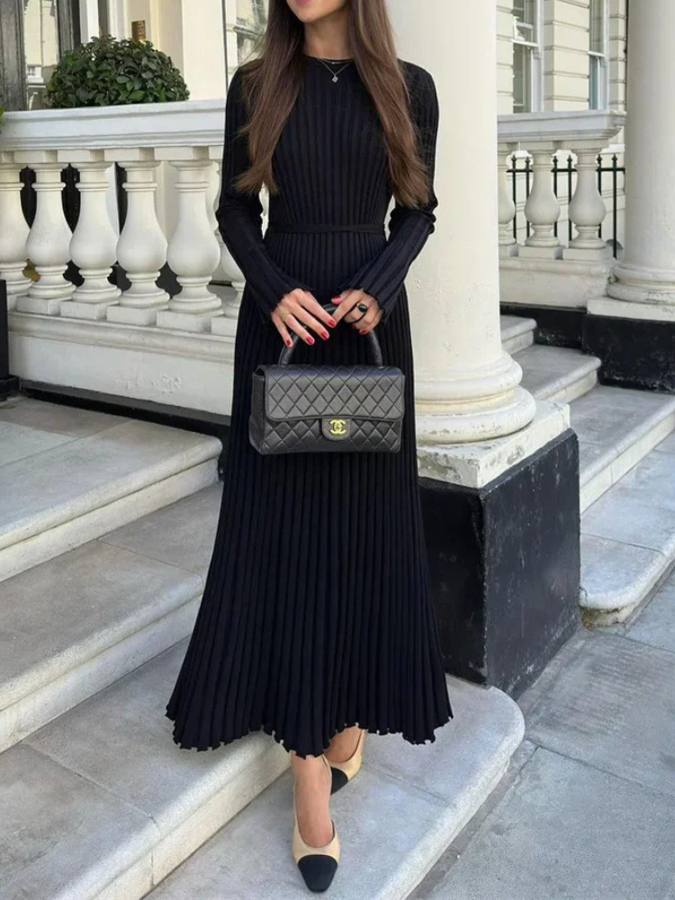 Vestido Largo Cuello Alto Elástico Mujer
