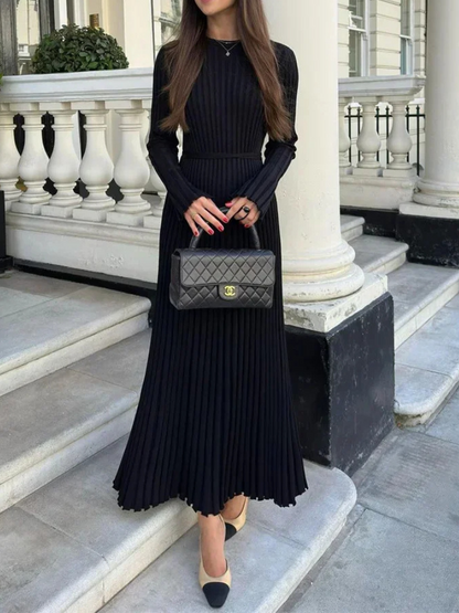 Vestido Largo Cuello Alto Elástico Mujer