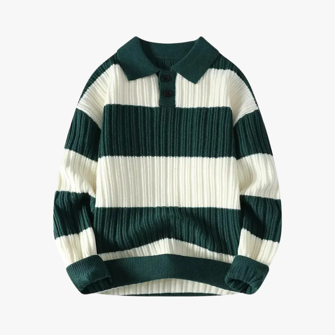Polo de punto rayado ajustado hombre