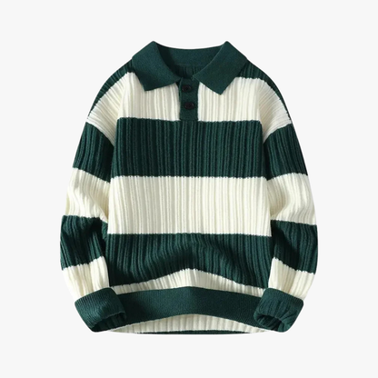 Polo de punto rayado ajustado hombre