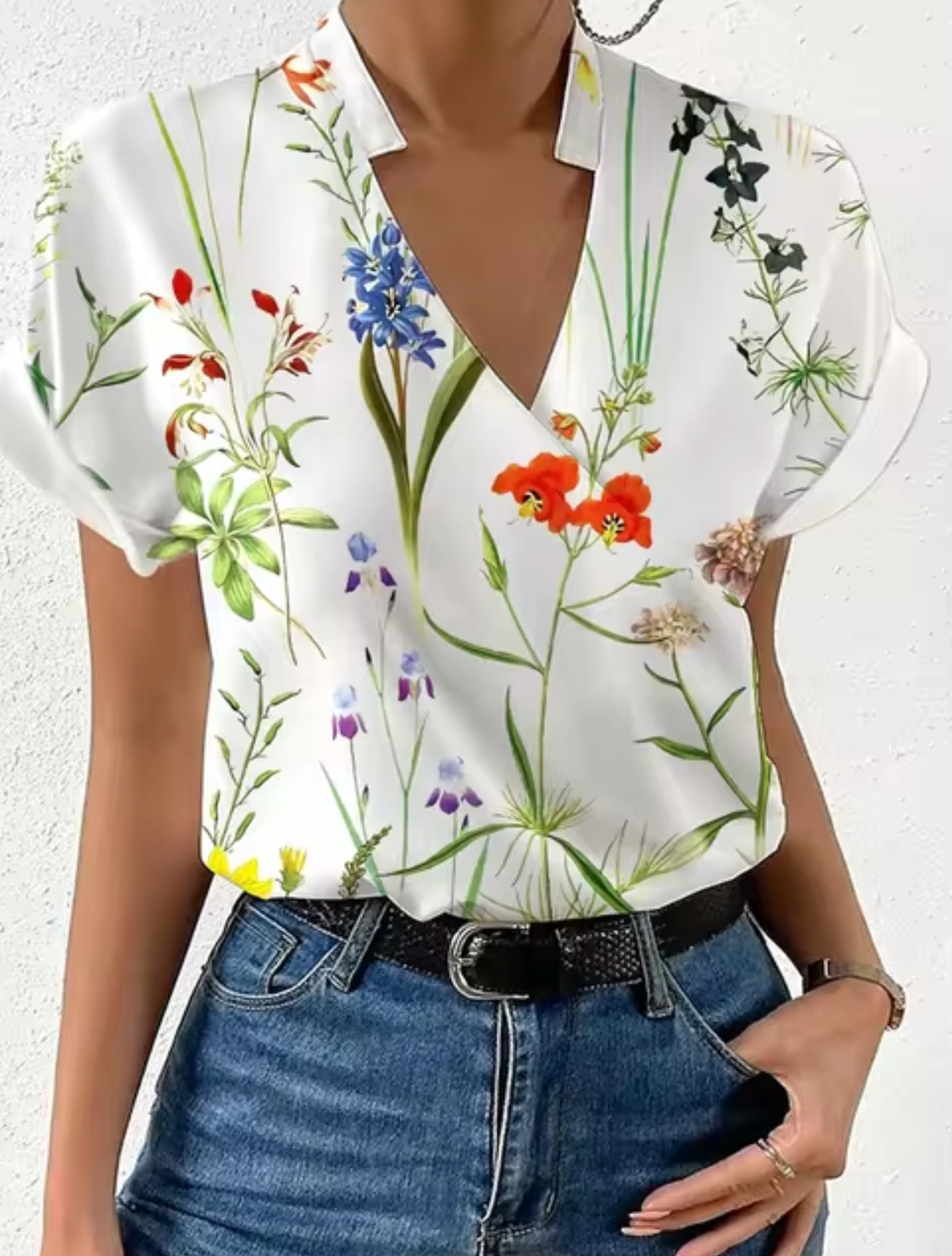 Blusa Mujer Clásica con Escote Cruzado Elegante