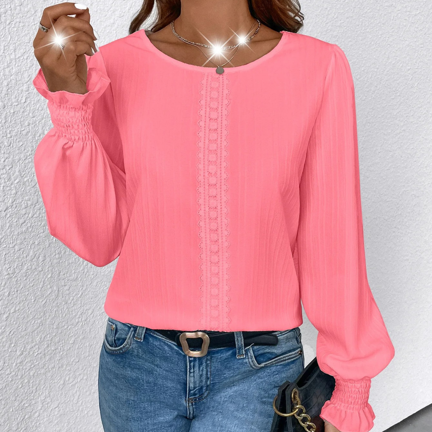 Blusa ligera manga ancha relajada