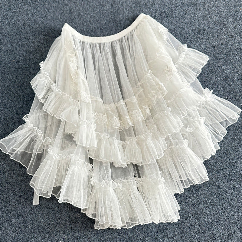 Falda de Encaje Doble Capa Elegante Mujer - Vestiria