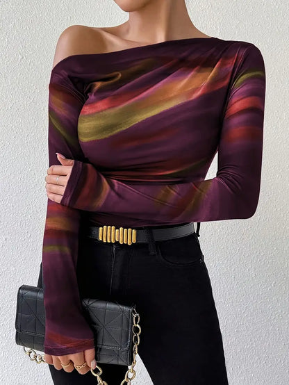 Blusa Mujer Elegante Escote Ancho