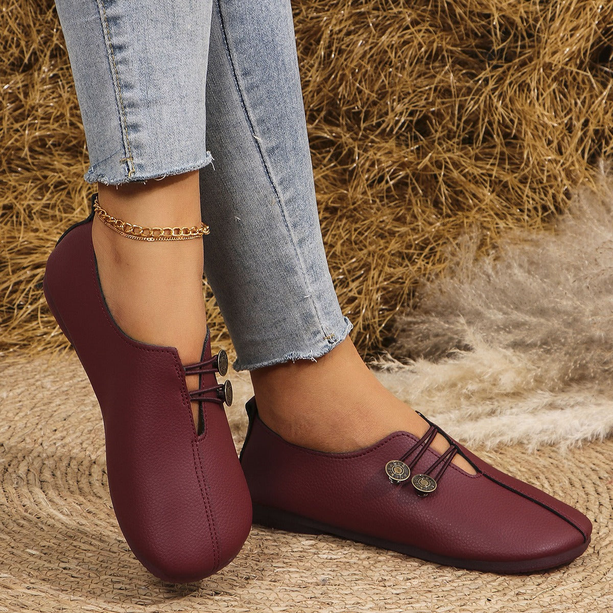 Zapatos bajos mujer ante suave manualidades