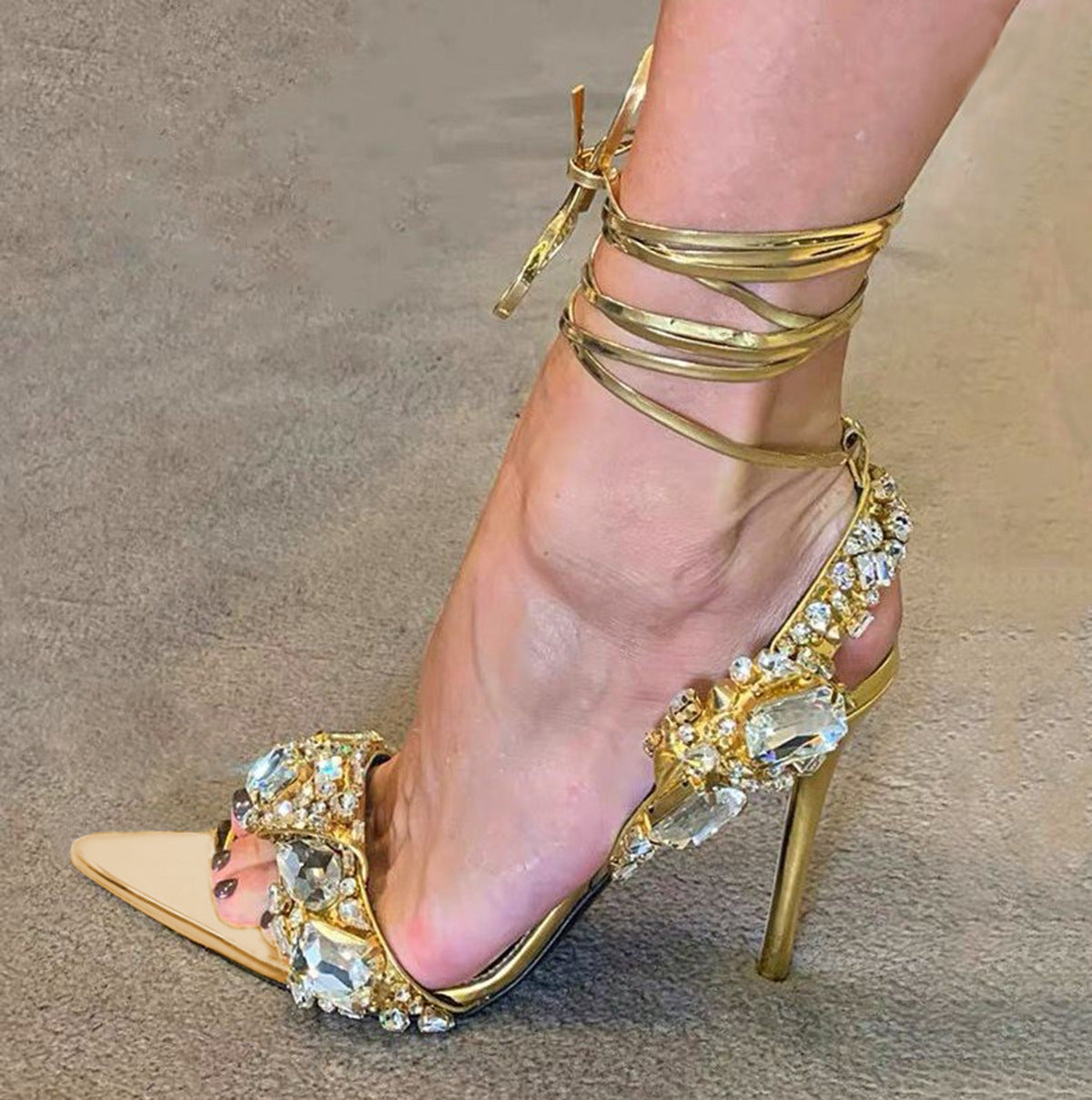 Sandalias Tacón Alto Brillantes Mujer - Vestiria