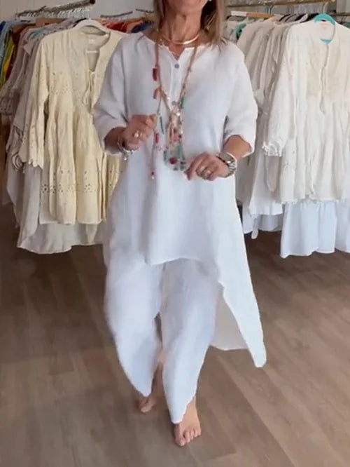 Vestido Lino Clásico Mujer - Vestiria