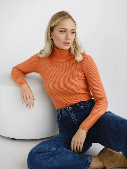 Sudadera cuello alto suave mujer