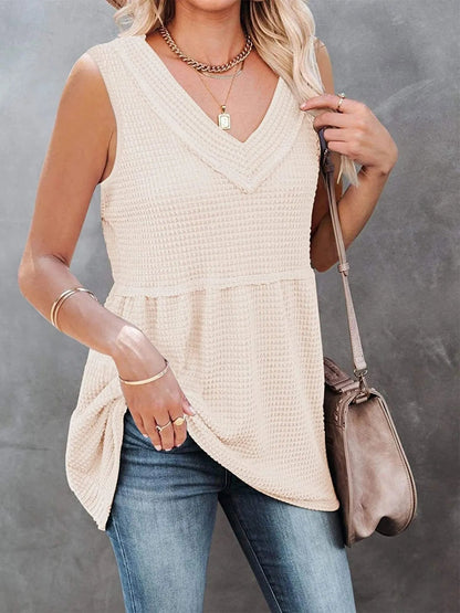 Camiseta Top de Punto con Cuello en V