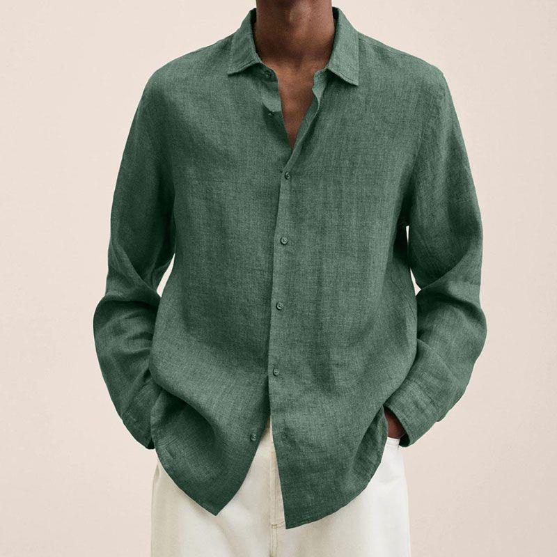Camisas Lino Hombre Manga Larga Elegantes