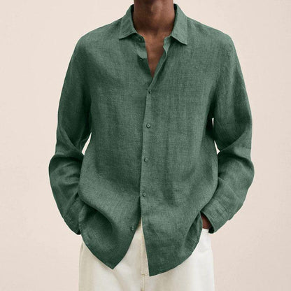 Camisas Lino Hombre Manga Larga Elegantes
