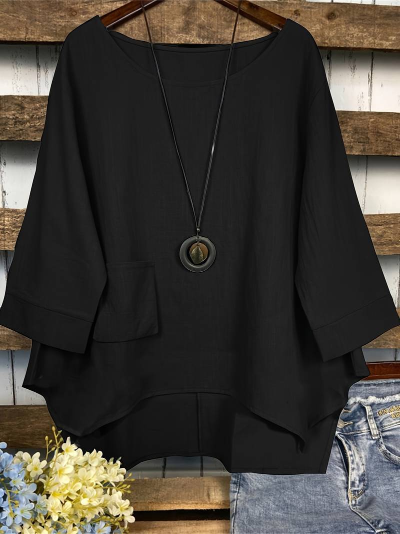 Blusa cómoda cuello redondo mujer