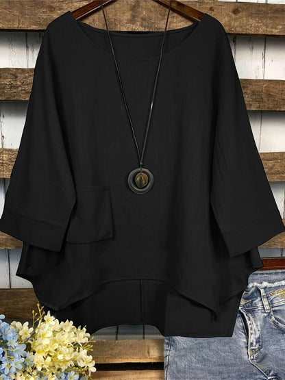 Blusa cómoda cuello redondo mujer