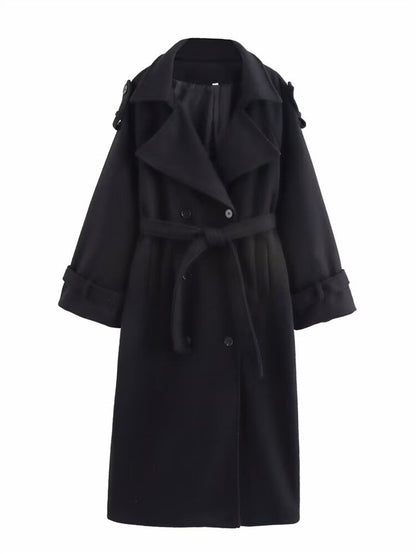 Chaquetón de lana cálido mujer largo mediano
