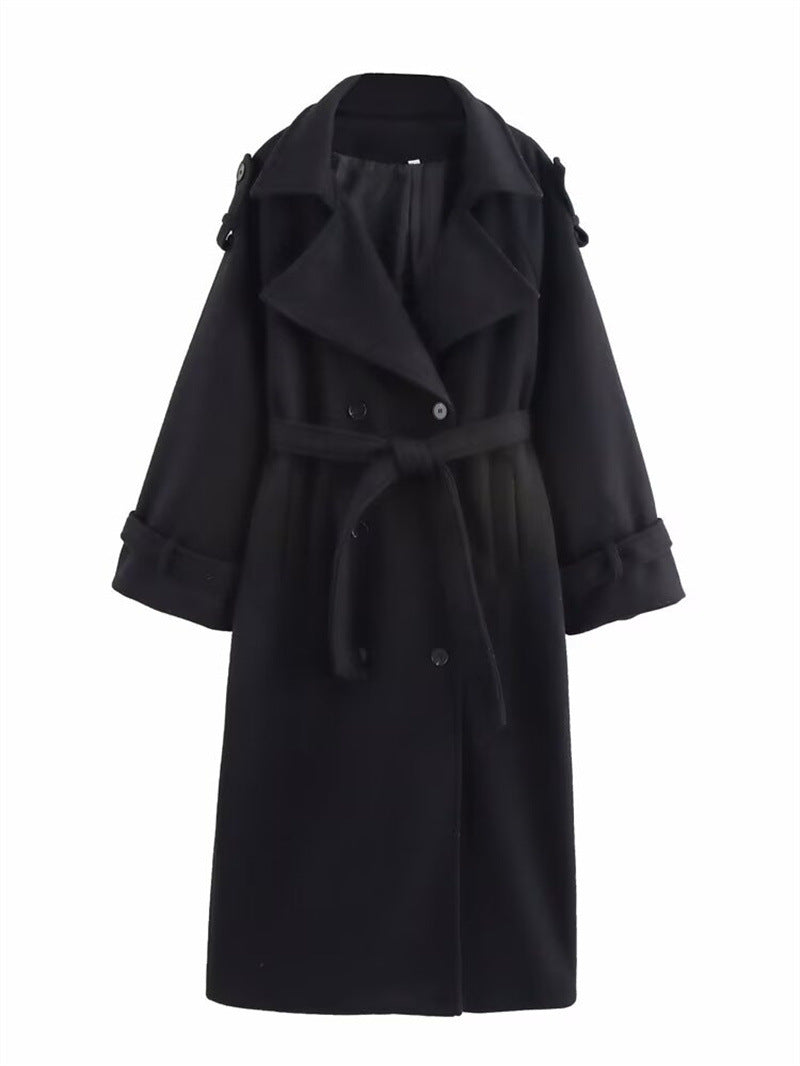 Chaquetón de lana feminino cuello alto