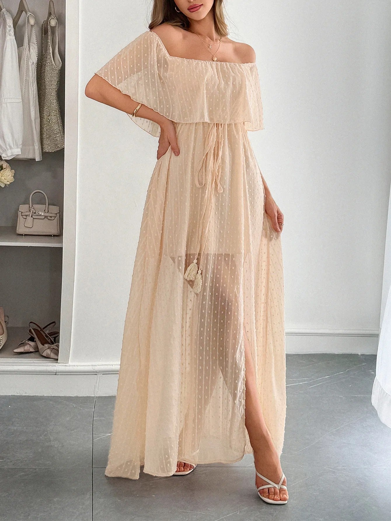 Vestido largo mujer gasa floreado escote corazón - Vestiria