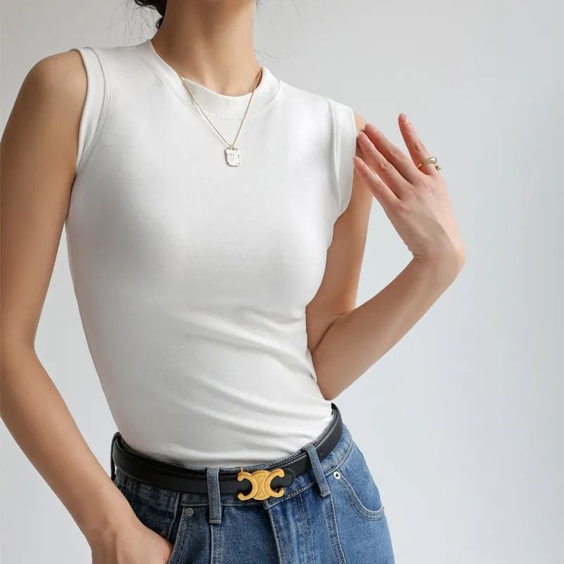 Camiseta Mujer Sin Mangas Escote Redondo