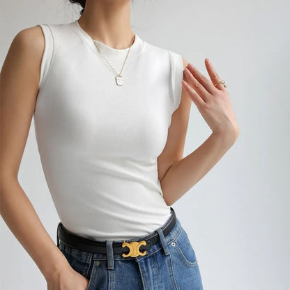 Camiseta Mujer Sin Mangas Escote Redondo