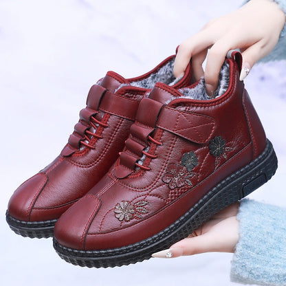 Zapatos Calientes Invernales Mujer con Bordado Azul - Vestiria