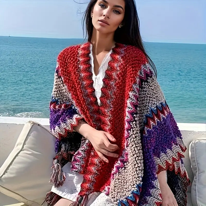 Poncho Punto Mujer con Estilo Bufanda
