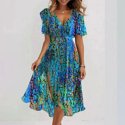 Vestido de invitada elegante midi estampado floral