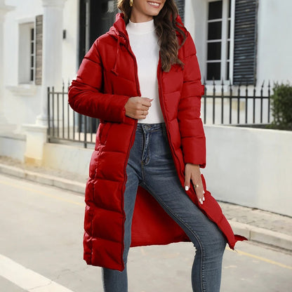 Chaqueta Acolchada Larga con Capucha Deportiva