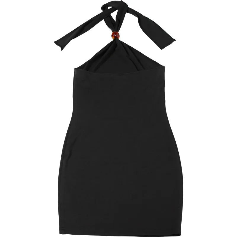 Vestido corto mujer cuello halter flores estampado